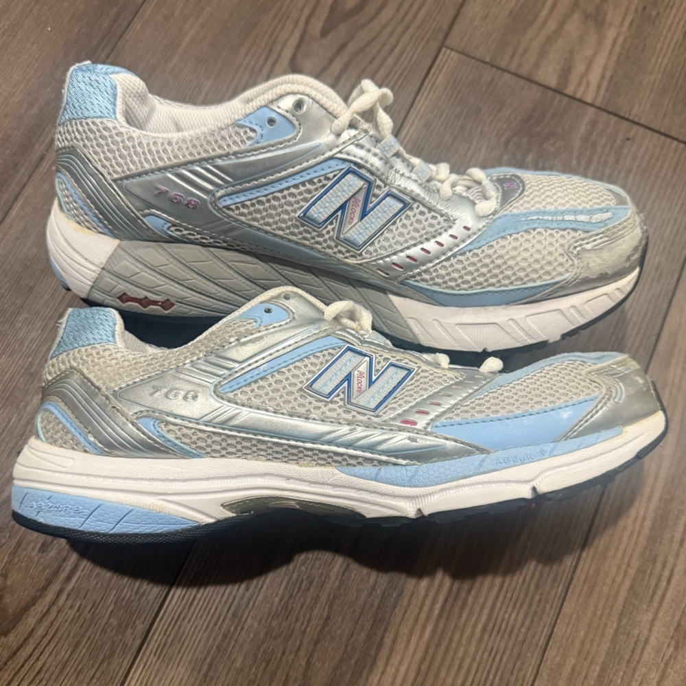 New Balance Women's Light Blue and Silver Running Sneakers